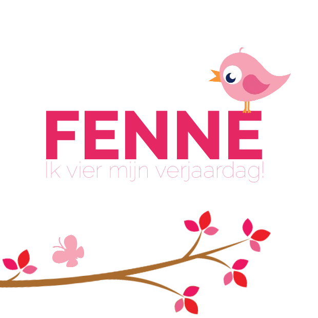 Uitnodigingskaart "Roze vogeltje & Takje" Uitnodigingskaart "Roze vogeltje & Takje"