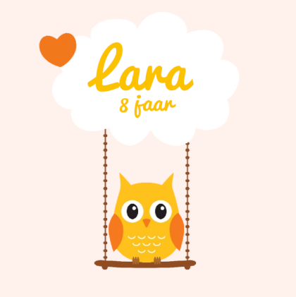 Uitnodigingskaart "Uiltje op schommel"