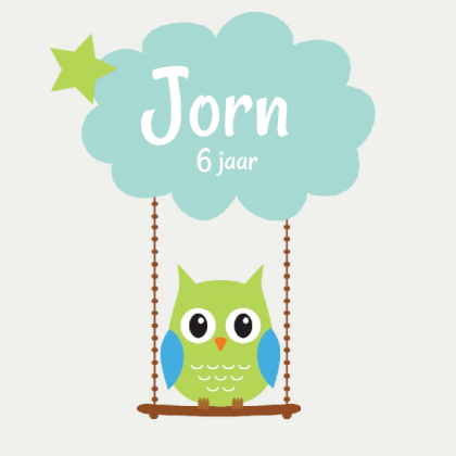 Uitnodigingskaart "Groen vogeltje op schommel"