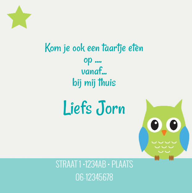 Uitnodigingskaart "Groen vogeltje op schommel" Uitnodigingskaart "Groen vogeltje op schommel"