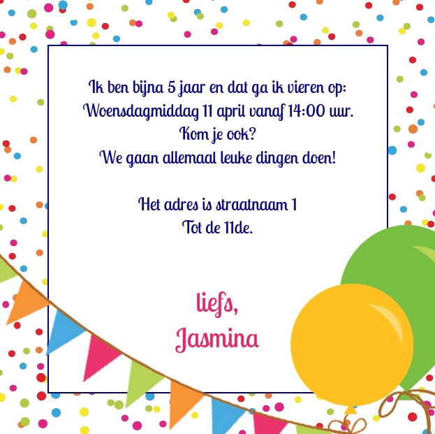 Uitnodiging "Vlaggetjes" Uitnodiging "Vlaggetjes"