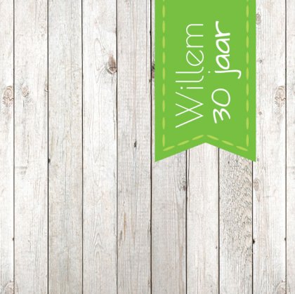 Gevouwen uitnodigingskaart "Groen label & Steigerhout"
