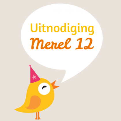 Gevouwen uitnodigingskaart "Geel vogeltje met feestmuts" Gevouwen uitnodigingskaart "Geel vogeltje met feestmuts"