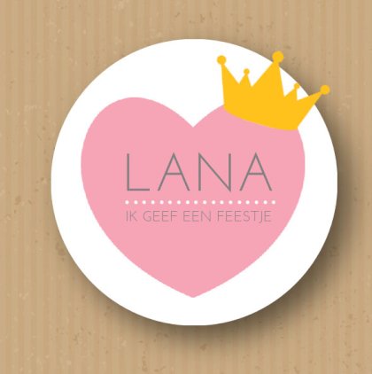 Uitnodigingskaart "Roze hartje met kroontje"