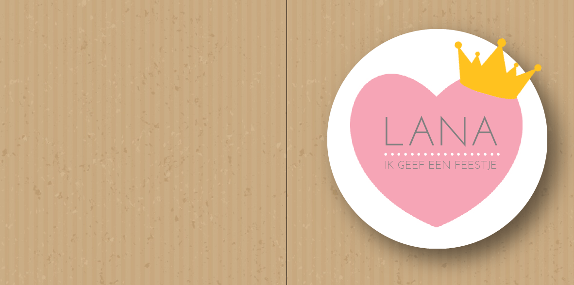 Uitnodigingskaart "Roze hartje met kroontje" Uitnodigingskaart "Roze hartje met kroontje"