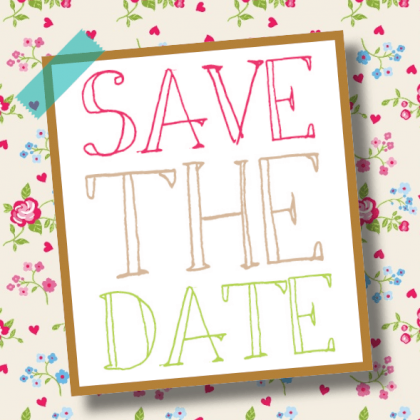 Uitnodigingskaart "Save the date & Bloemetjes"