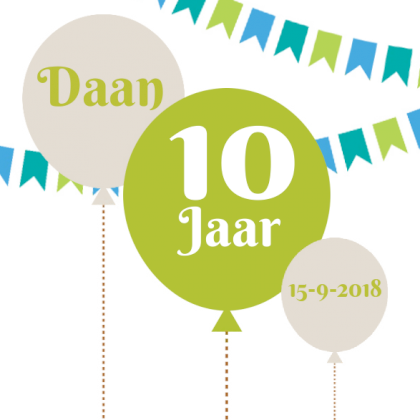 Uitnodigingskaart "Ballonen & Slingers"