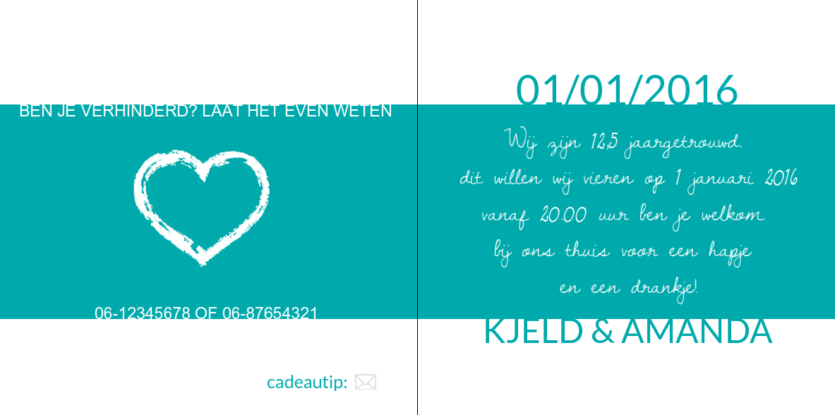 Gevouwen jubileumkaart "Save the date" Gevouwen jubileumkaart "Save the date"