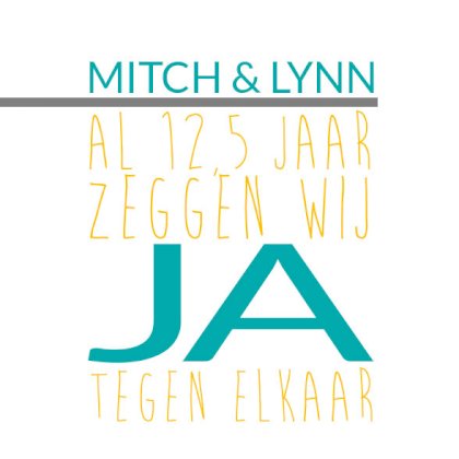 Gevouwen jubileumkaart "Ja!" Gevouwen jubileumkaart "Ja!"