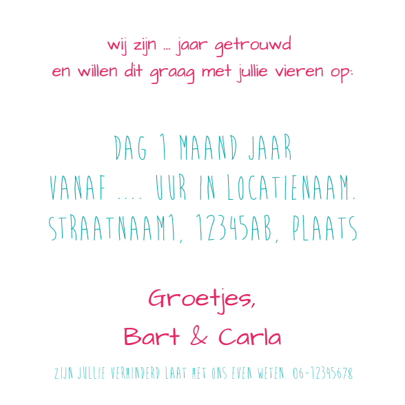 Jubileumkaart "Hartjes" Jubileumkaart "Hartjes"