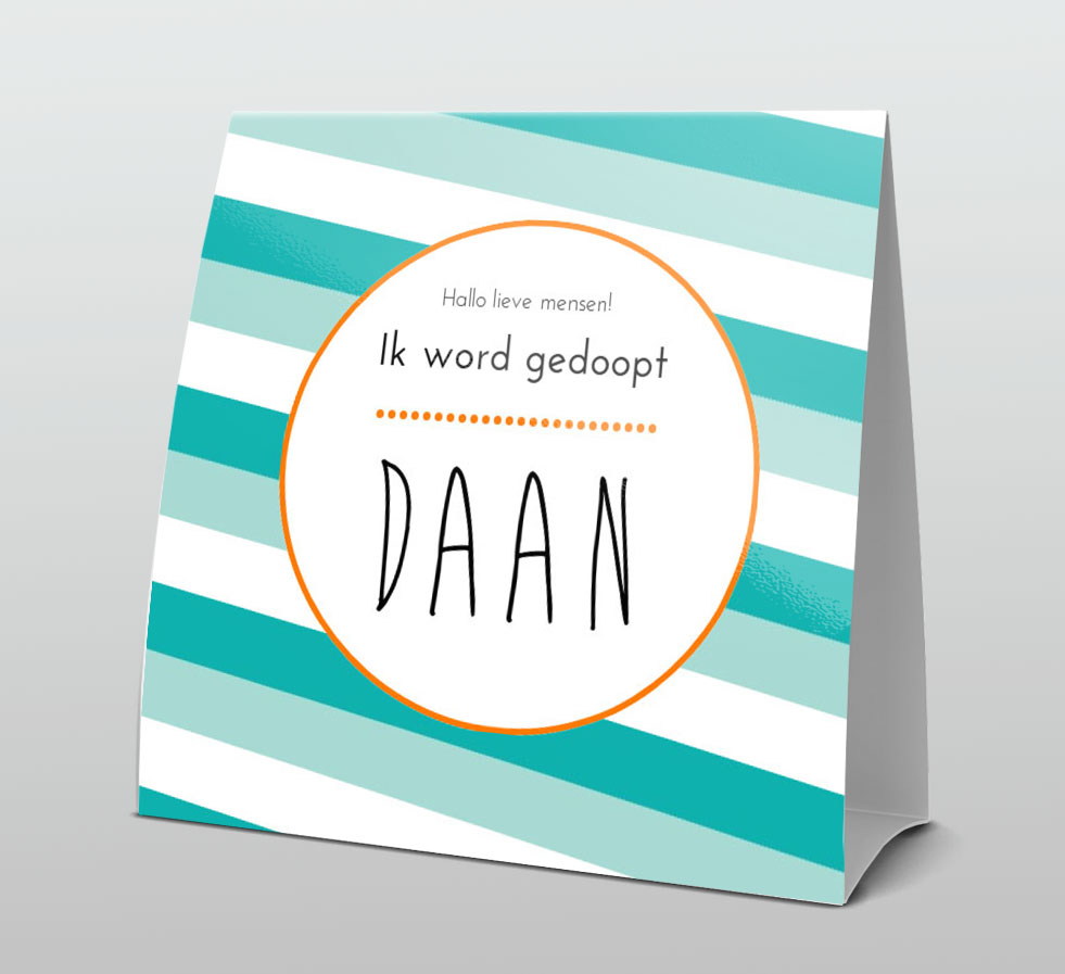 Tentkaart "Doopkaart blauw gestreept" Tentkaart "Doopkaart blauw gestreept"