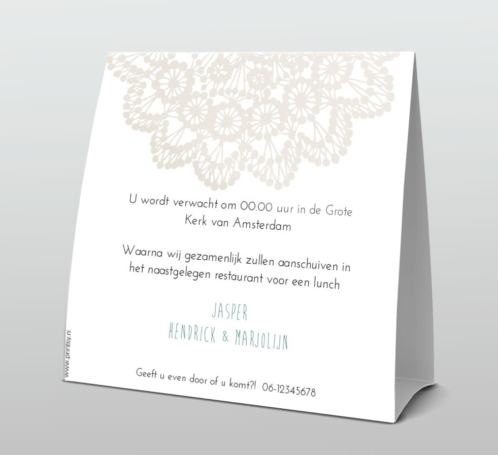 Tentkaart "Doopkaart haakwerk" Tentkaart "Doopkaart haakwerk"