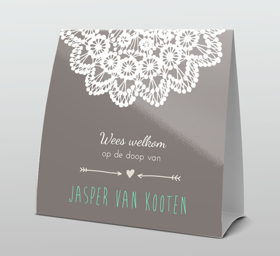 Tentkaart "Doopkaart haakwerk" Tentkaart "Doopkaart haakwerk"