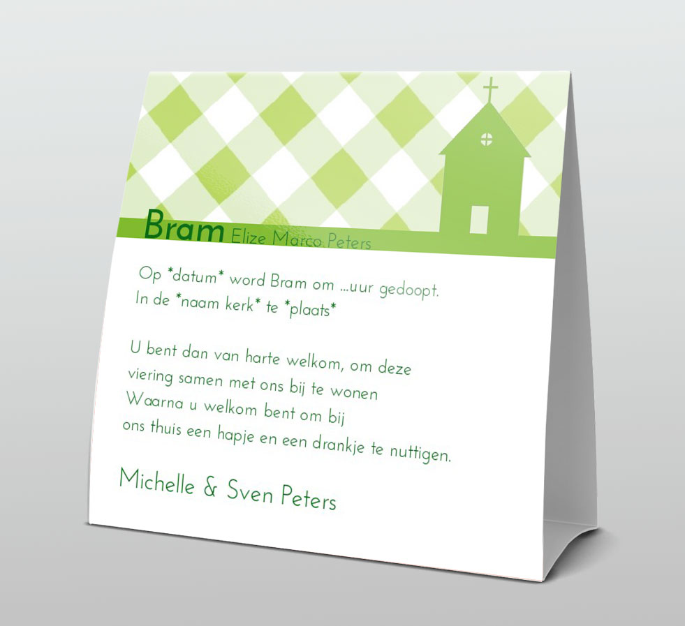 Tentkaart "Doopkaartje foto" Tentkaart "Doopkaartje foto"