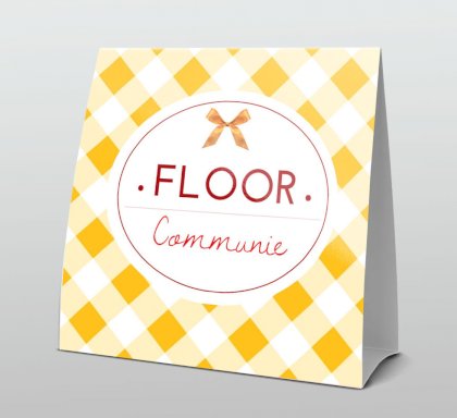 Tentkaart "Communie geel geruit" Tentkaart "Communie geel geruit"