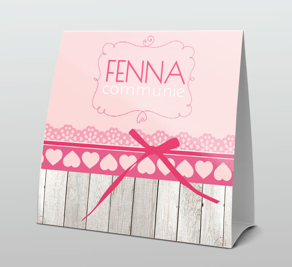 Tentkaart "Roze strikje" Tentkaart "Roze strikje"