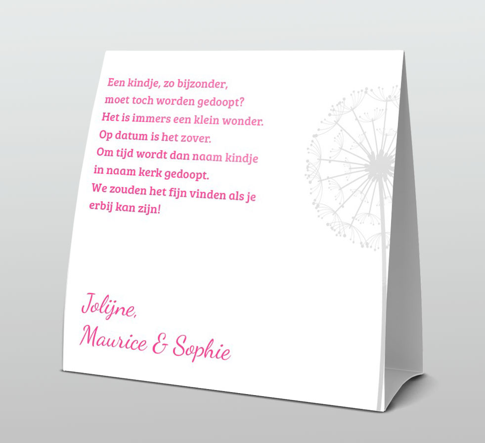 Tentkaart "Paardenbloem roze" Tentkaart "Paardenbloem roze"