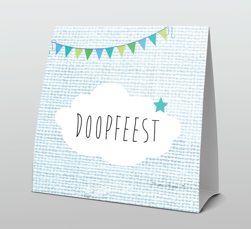 Tentkaart "Doopfeest wolkje blauw" Tentkaart "Doopfeest wolkje blauw"