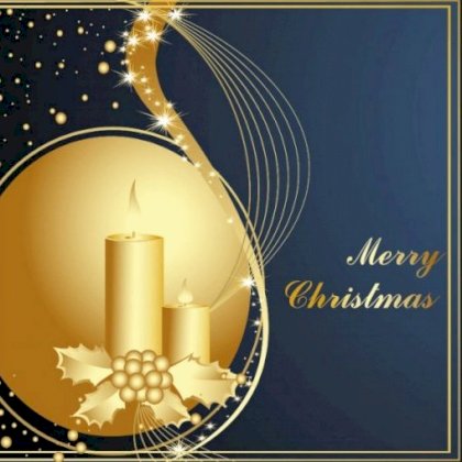 Gevouwen kerstkaart "Kaarsen & Goud"