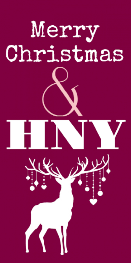 Kerstkaart "Paars HNY"