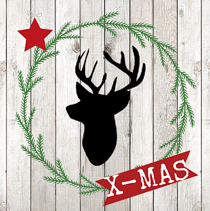 Kerstkaart "Hert in krans"