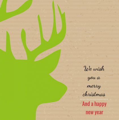 Kerstkaart "Hert groen"