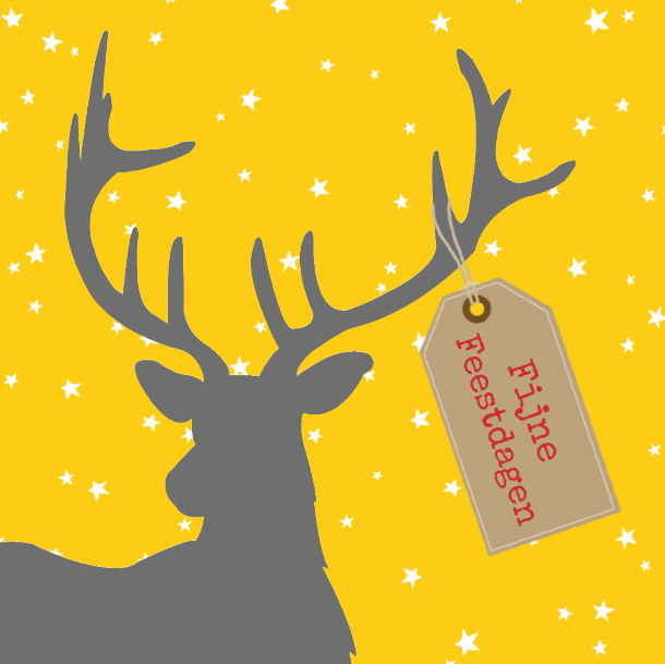 Kerstkaart "Hert met label" Kerstkaart "Hert met label"