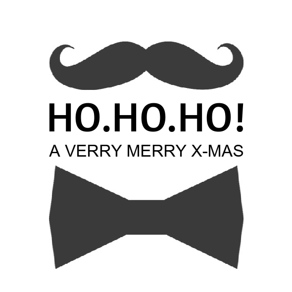 Kerstkaart "Snor & Strik" Kerstkaart "Snor & Strik"