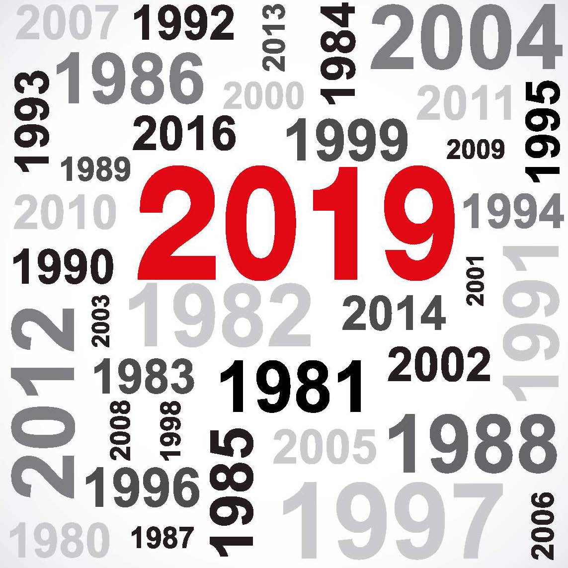 Gevouwen kerstkaart "Jaartallen" Gevouwen kerstkaart "Jaartallen"