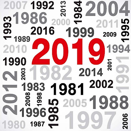 Gevouwen kerstkaart "Jaartallen"