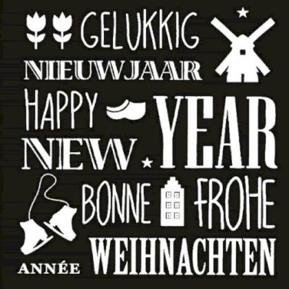 Gevouwen kerstkaart "Zwart/wit"