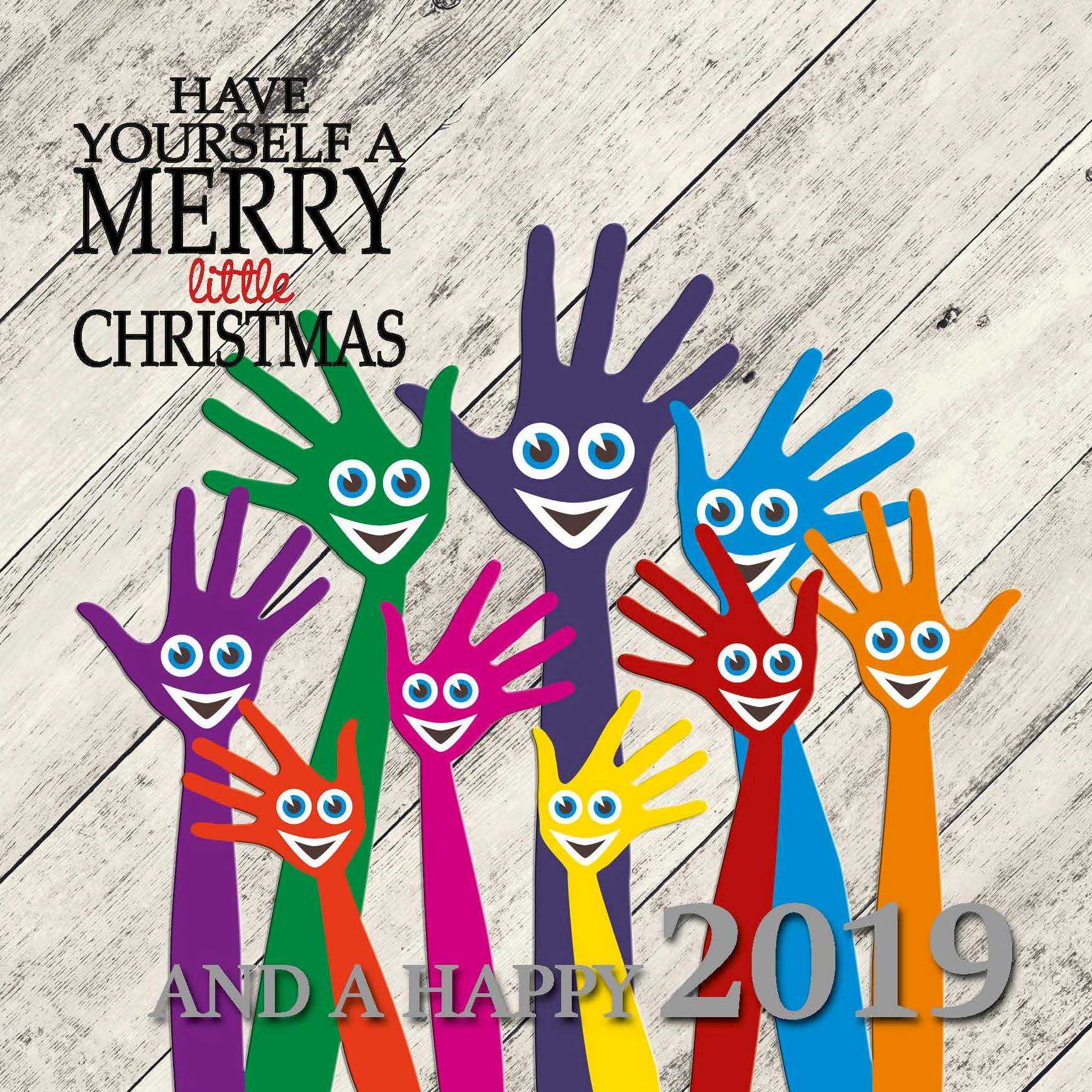 Gevouwen kerstkaart "Handjes & Hout" Gevouwen kerstkaart "Handjes & Hout"