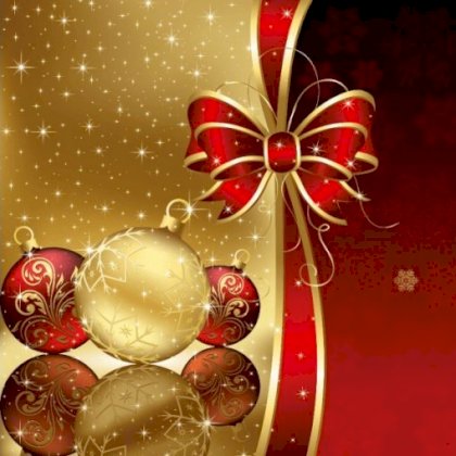 Gevouwen kerstkaart "Kerstballen Rood & Goud"