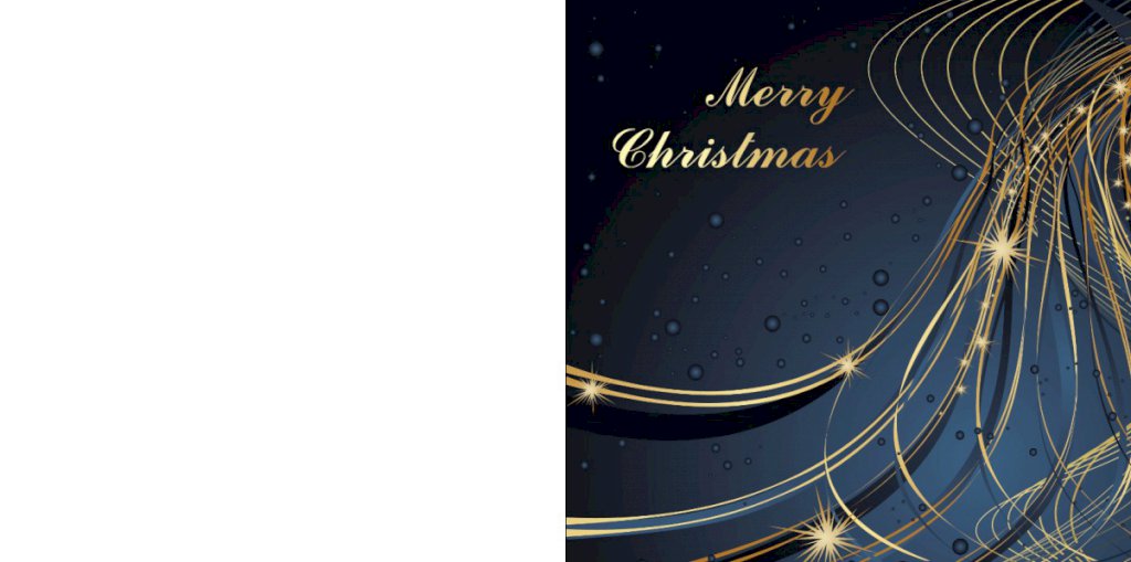 Gevouwen kerstkaart "Gouden slierten" Gevouwen kerstkaart "Gouden slierten"