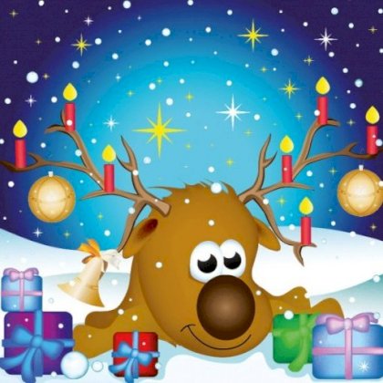 Gevouwen kerstkaart "Rendier met kaarsjes" Gevouwen kerstkaart "Rendier met kaarsjes"