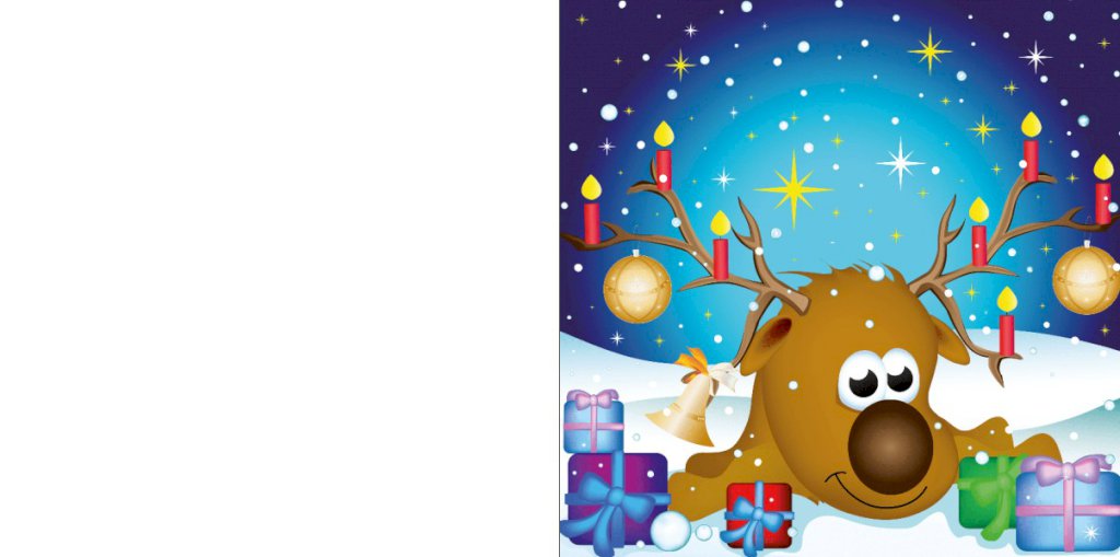 Gevouwen kerstkaart "Rendier met kaarsjes" Gevouwen kerstkaart "Rendier met kaarsjes"