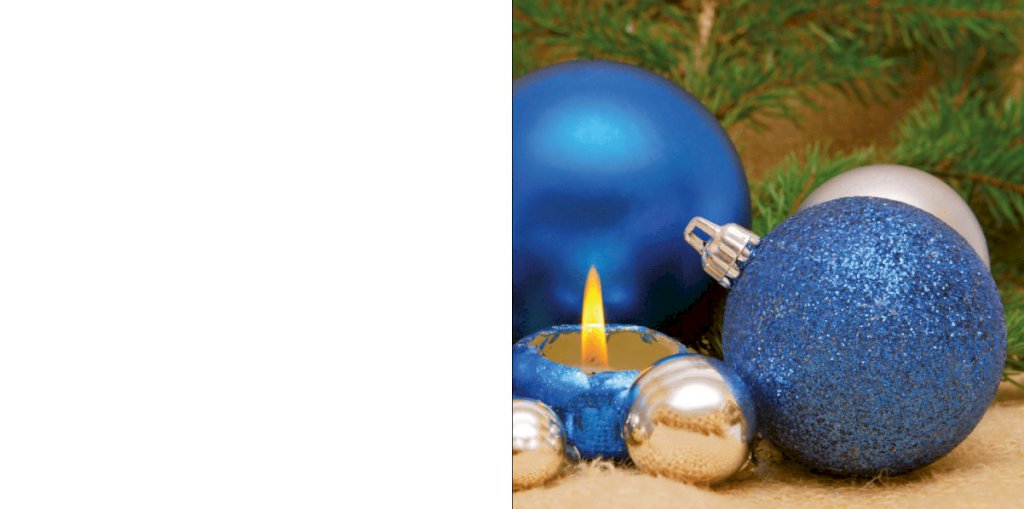 Gevouwen kerstkaart "Blauwe kerstballen"