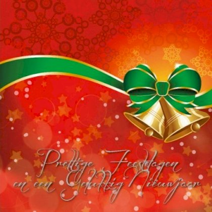 Gevouwen kerstkaart "Kerst klokjes" Gevouwen kerstkaart "Kerst klokjes"