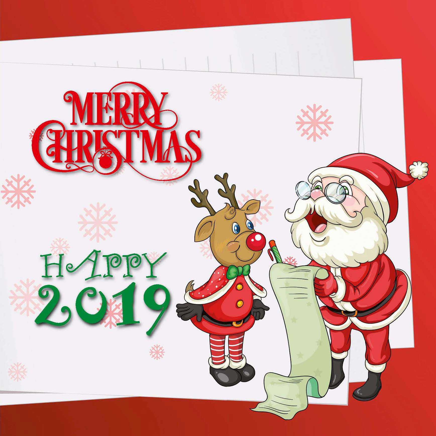 Gevouwen kerstkaart "Kerstman & Rendier" Gevouwen kerstkaart "Kerstman & Rendier"
