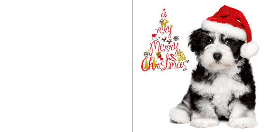 Gevouwen kerstkaart "Kersthondje" Gevouwen kerstkaart "Kersthondje"