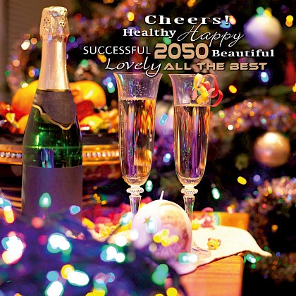 Gevouwen kerstkaart "Champagne"