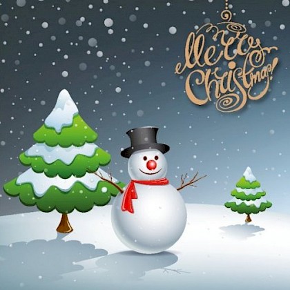 Gevouwen kerstkaart "Sneeuwpop"