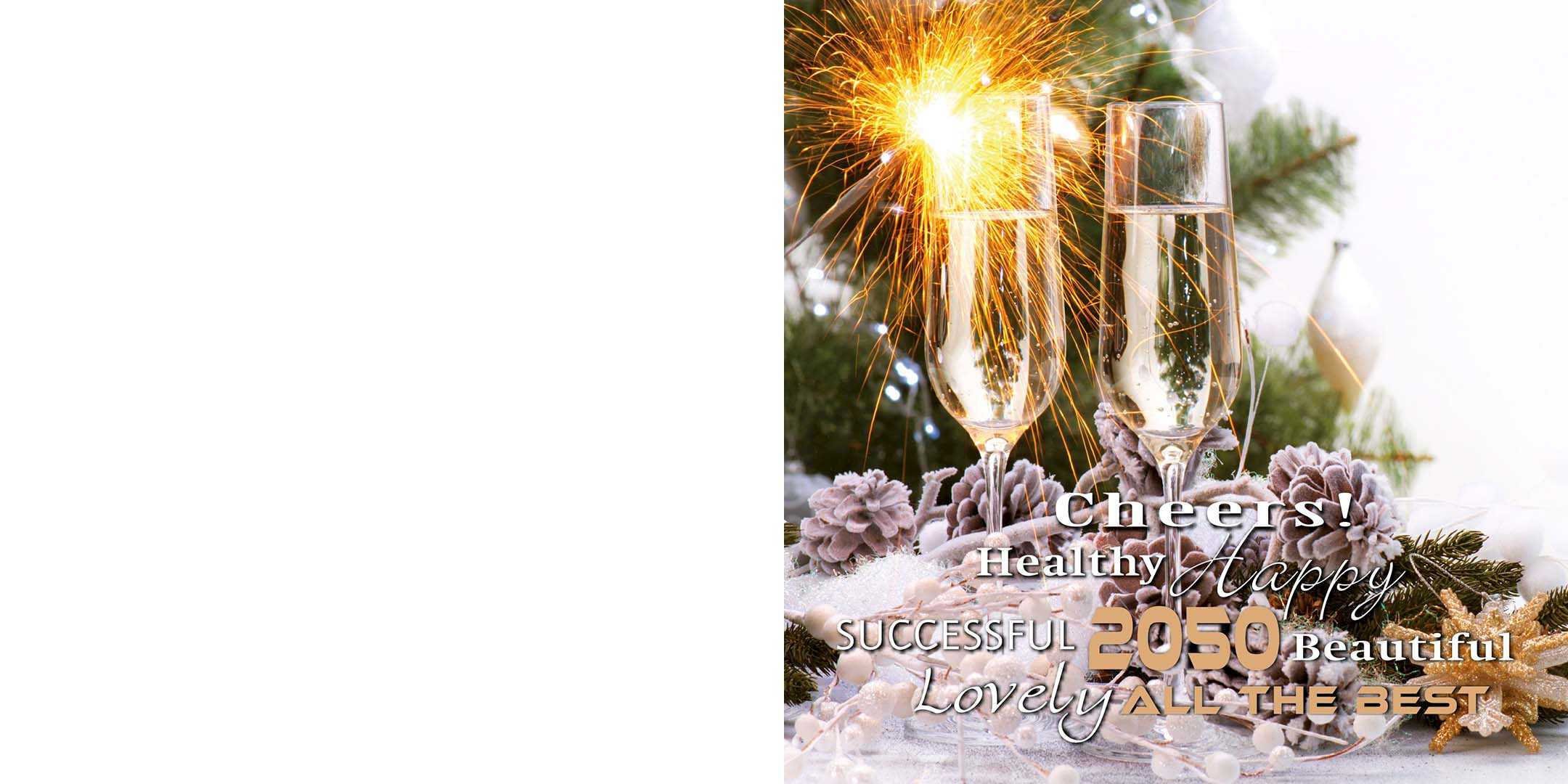 Gevouwen kerstkaart "Champagne glazen" Gevouwen kerstkaart "Champagne glazen"