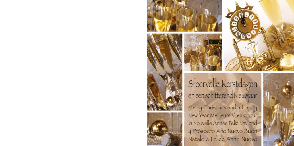 Gevouwen kerstkaart "Champagne & Goud" Gevouwen kerstkaart "Champagne & Goud"