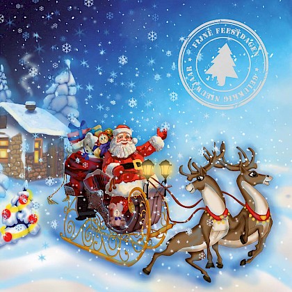 Gevouwen kerstkaart "Arreslee"