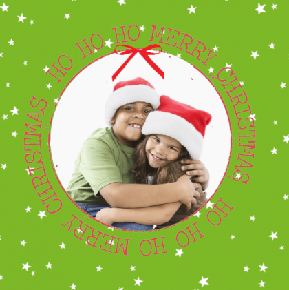 Kerstkaart "Foto & Groene sterretjes"