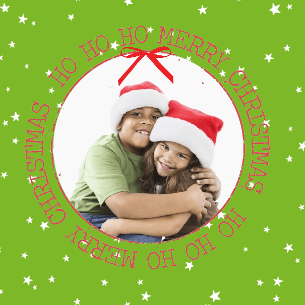 Kerstkaart "Foto & Groene sterretjes" Kerstkaart "Foto & Groene sterretjes"