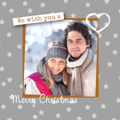 Kerstkaart "Foto & Grijze sterretjes"