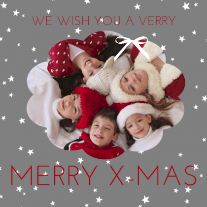 Kerstkaart "Foto & Sterretjes grijs" Kerstkaart "Foto & Sterretjes grijs"