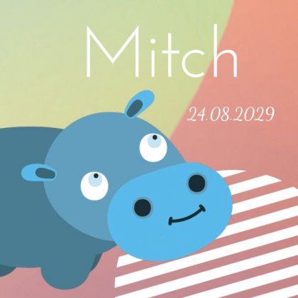 Gevouwen kaart "Nijlpaard"